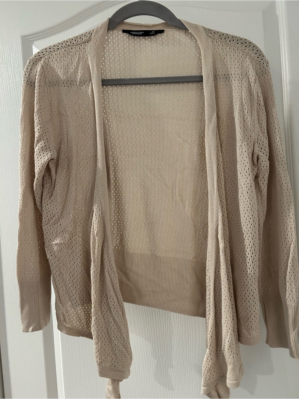 Simply Vera Vera Wang Beige Open-Weave Cardigan